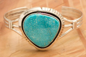 Native American Jewelry Genuine Kingman Turquoise Sterling Silver Bracelet